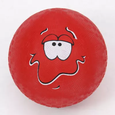 rot frisbee, frisbee scheibe, spielzeug rund, cartoon gesicht, runde spielzeug