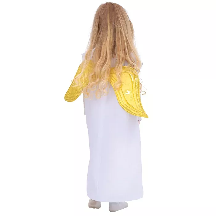 Engelflügel, goldene Flügel, Kinderkostüm, weißer Umhang, Halo-Zubehör