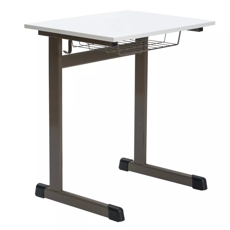 Schreibtisch, Klapptisch, Metalltisch, Untertischkorb, weißes Tischblatt