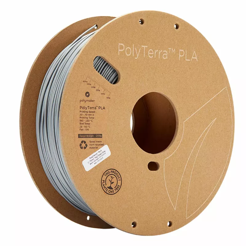 PLA filament, 3D-Druck Filament, PolyTerra, Grau Filament, Spule