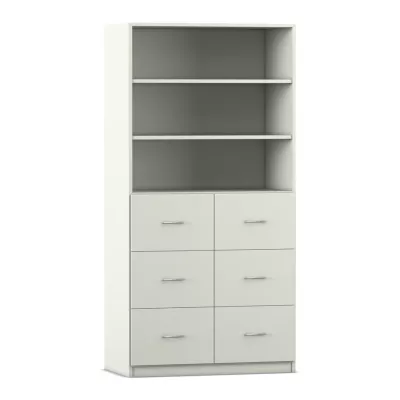 Bücherregal, Schrank, Regal mit Schubladen, Stauraum, Weiß