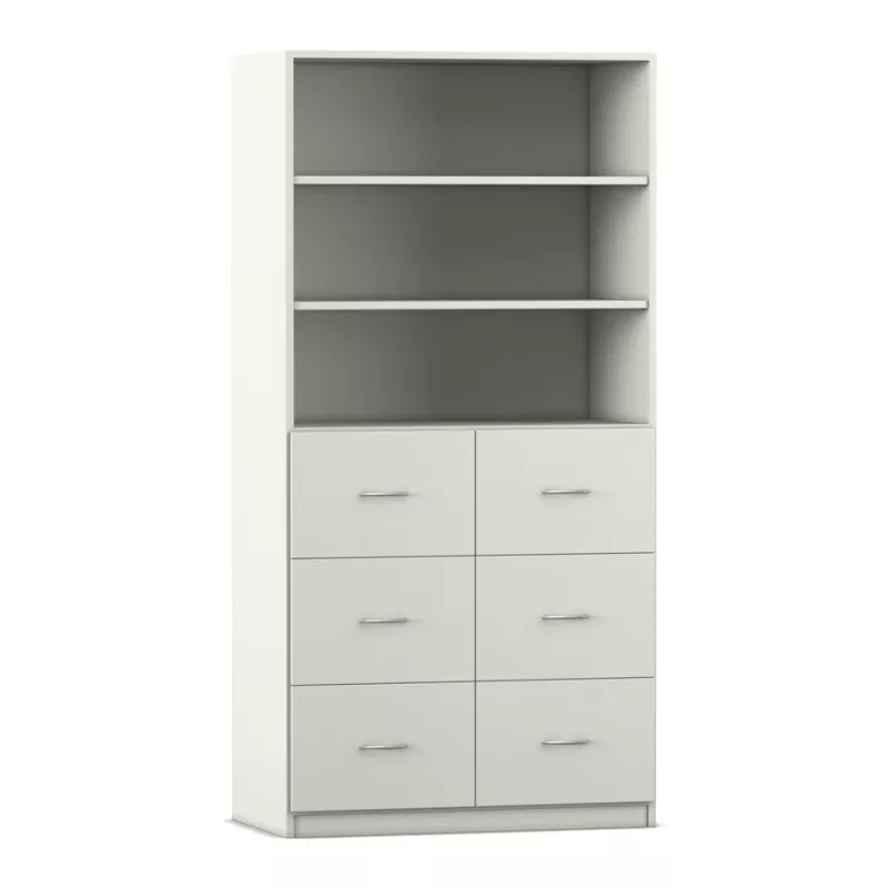 Bücherregal, Schrank, Regal mit Schubladen, Stauraum, Weiß
