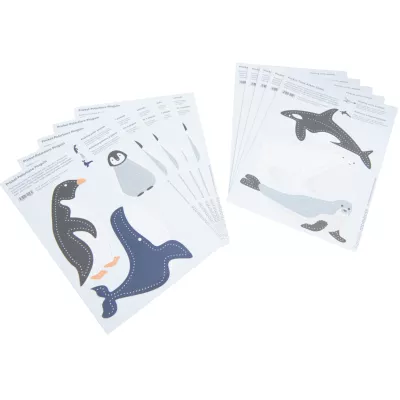 Wal, Walross, Pinguin, Stickerbogen, Tierposter