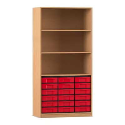 Regal, Holzoptik, Regal mit Schubladen, Lagerregal, Schubladenkasten