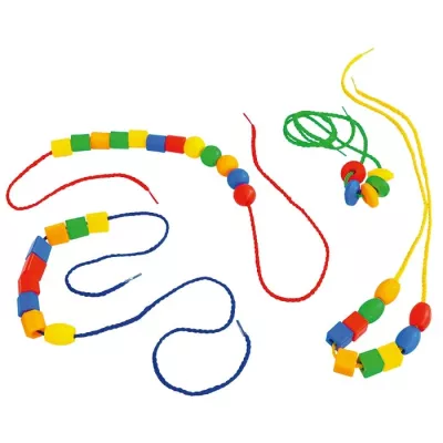 Perlenkette, Bunte Perlen, Strickkette, Kinderspielzeug, Knotenverschluss