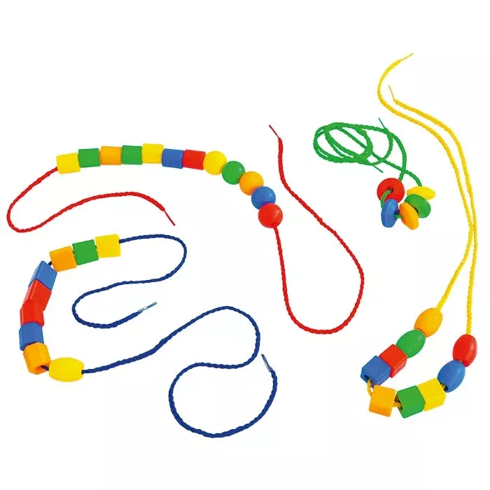Perlenkette, Bunte Perlen, Strickkette, Kinderspielzeug, Knotenverschluss
