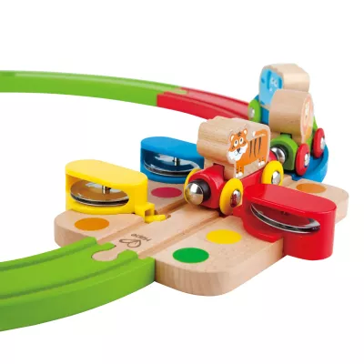 holzspielzeug, zugset, bunt, rundesbahn, magneträder