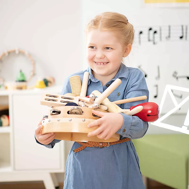Spielzeug, Kinder Spielzeug, Holzspielzeug, Kochwerkzeug-Set, Musikinstrumenten-Requisiten