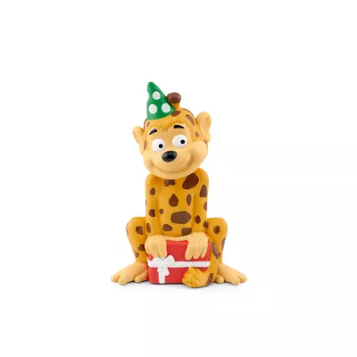 Giraffenfigur, Charakterfigur, Partyhut, Geschenkbox, Gelbbraun