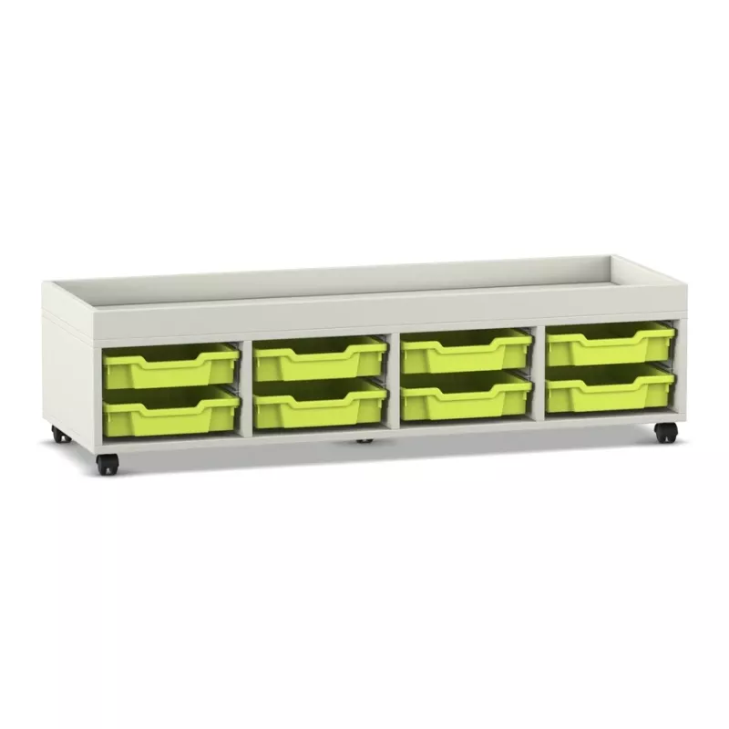 Lowes Schrank, Aufbewahrung, Schubladen, Rollräder, grüne Behälter