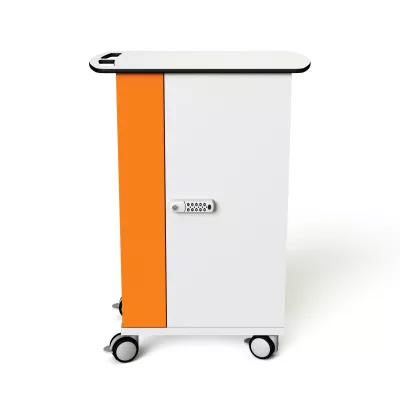 Rollwagen, mobiler Schrank, orange Akzent, Schloss, Rollen