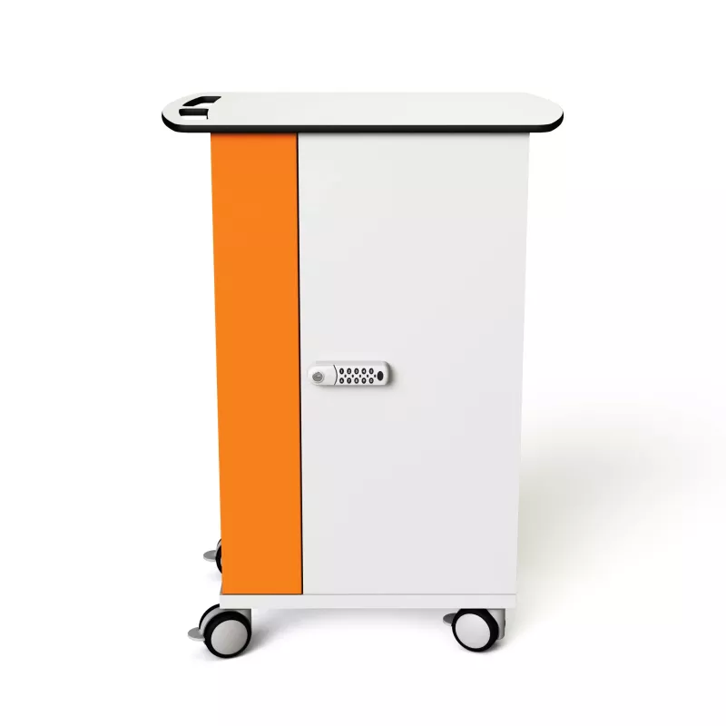 Rollwagen, mobiler Schrank, orange Akzent, Schloss, Rollen