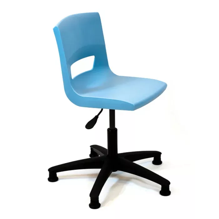 stuhl, bürostuhl, rollhocker, blu, verstellbar