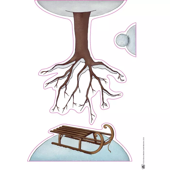 wurzel, baumwurzel, knollen, holzschlitten, illustration