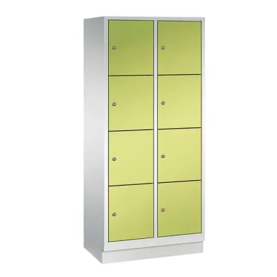 Schließfach, Schrankfach, Kästchen-Schranksystem, Stahlkonstruktion, Grün-yellow Türen