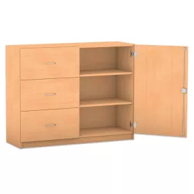 Unterschrank-Kombination mit Sockel, 3 hohe Holzschubladen, 2 Böden, Breite: 126,4 cm