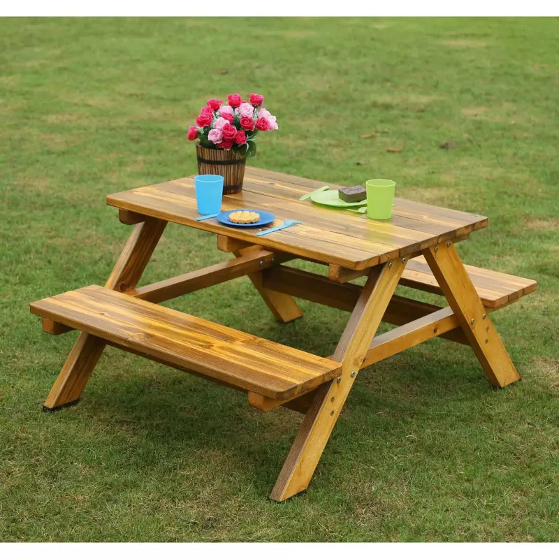 Picknicktisch, Holzmöbel, Outdoor-Tisch, Garten-Tisch, Picknickbank