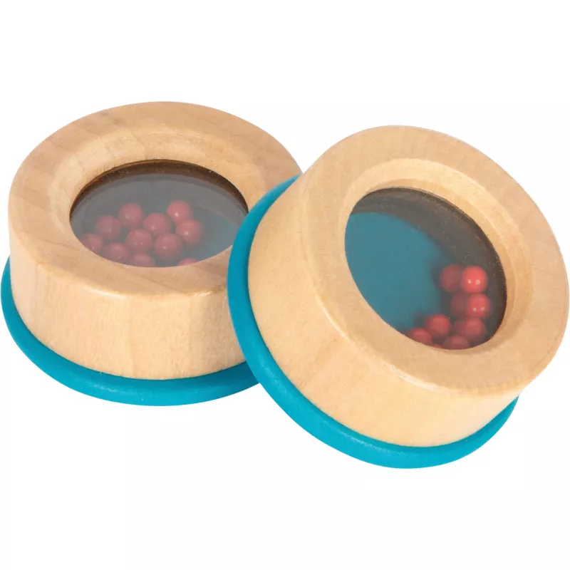 Holz-Rassel, Babyspielzeug, Klangperlen, Holz natur, Türkis