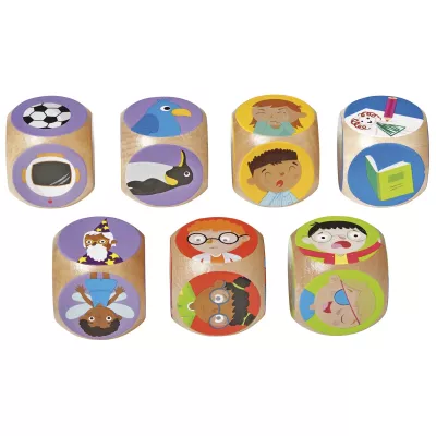 Holzpuzzle, Kinderwürfel, Bunte Symbole, Bildwürfel, Spielwürfel