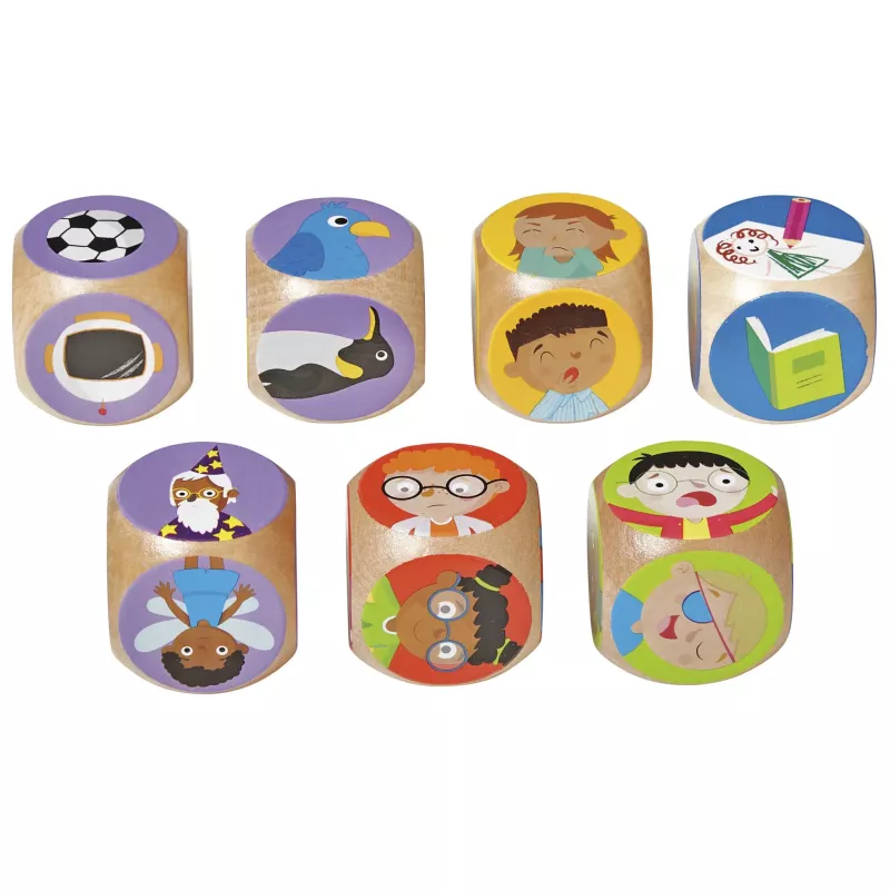 Holzpuzzle, Kinderwürfel, Bunte Symbole, Bildwürfel, Spielwürfel