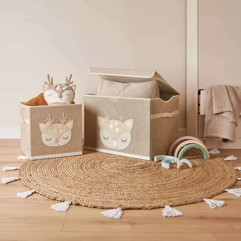 Kinderspielzeug, Aufbewahrungskorb, Dekokorb, Stoffkorb, Hase Reh Motiv