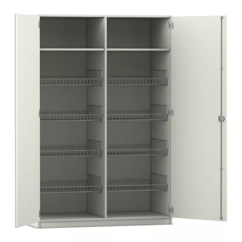 Schrank, Metallschrank, Kühlschrankschrank, Schiebetür, Regalaufsatz