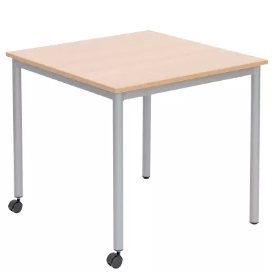 tisch, tischplatte, holz, rollen, stahlbeine