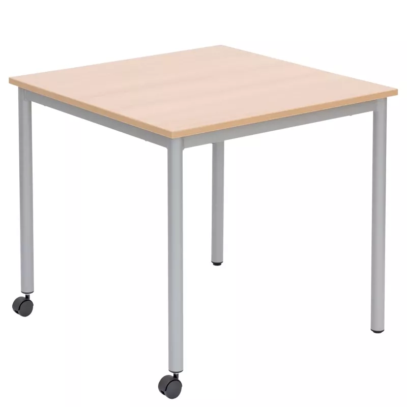 tisch, tischplatte, holz, rollen, stahlbeine