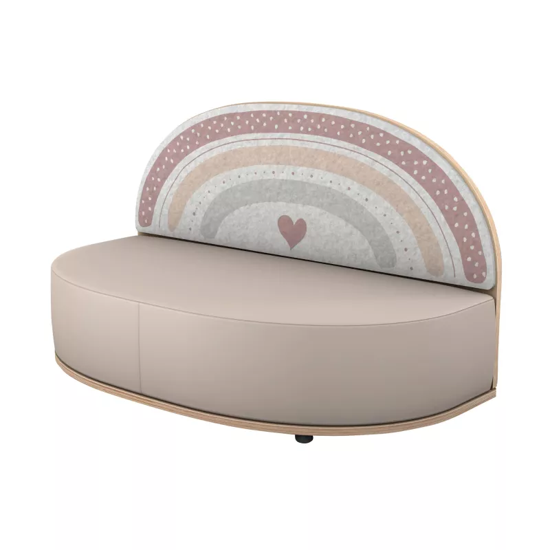Sofa, Ecksessel-Sofa, Beige, Gemustertes Rückenteil, Holz-Akzent