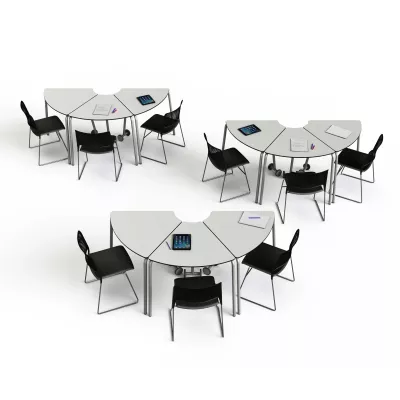 Cafeteria-Tisch, Modulare Tische, Kooperative Möbel, Runder Rand Tisch, Tablet auf dem Tisch