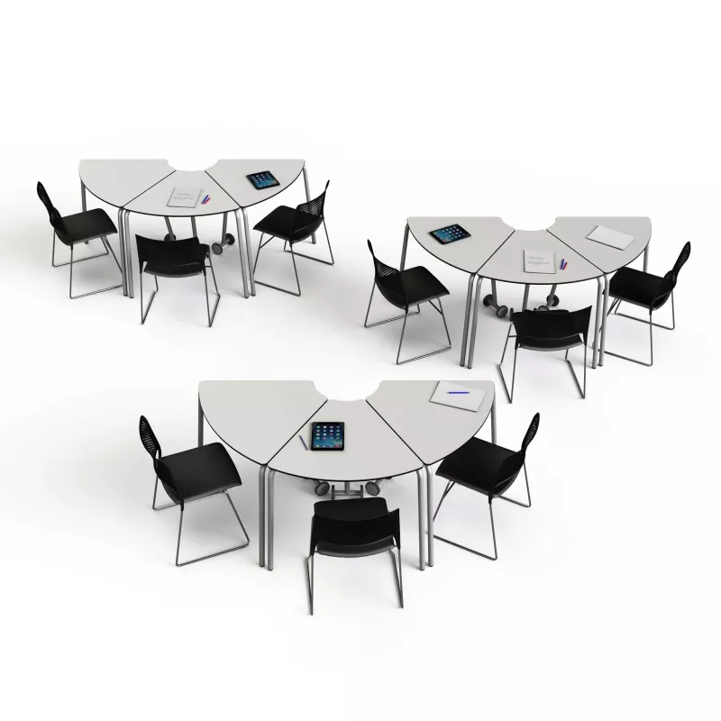 Cafeteria-Tisch, Modulare Tische, Kooperative Möbel, Runder Rand Tisch, Tablet auf dem Tisch