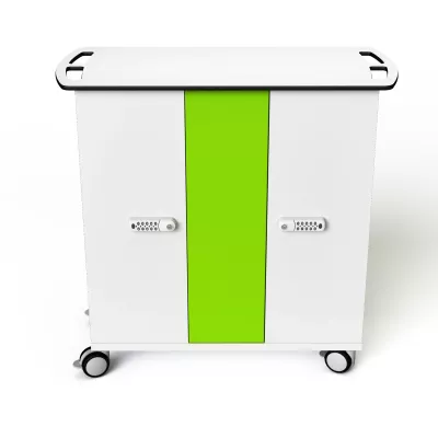 barrier-free cabinet, schließbar, grüner streifen, mobiler schrank, weißes möbel
