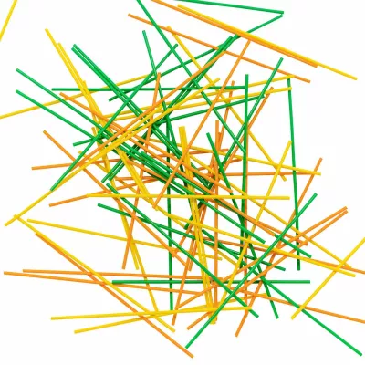 bunte Strohhilfsmittel, Drähte, Streifen, Schnipsel, farbige Stäbe