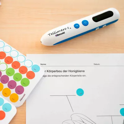 Digitaler Lesestift, Lernstift, Weiß-blau, Audiofunktion, Aufkleberbogen