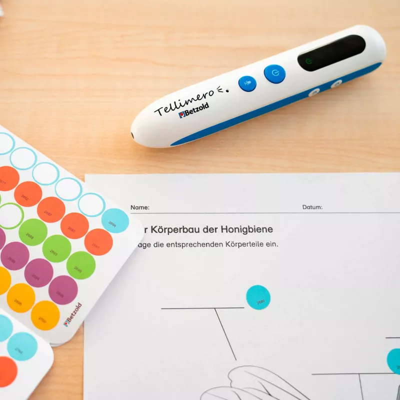 Digitaler Lesestift, Lernstift, Weiß-blau, Audiofunktion, Aufkleberbogen