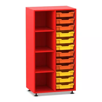 Mittelhohes Regal, 143,9 x 73,1 x 48, mit 12 Boxen und 3 Böden