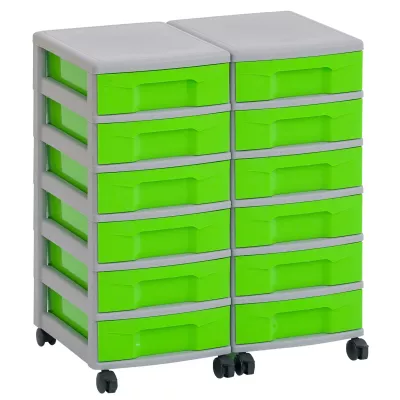 Aufbewahrung, Schubladenkasten, Rollkasten, Grün, Kofferrollen