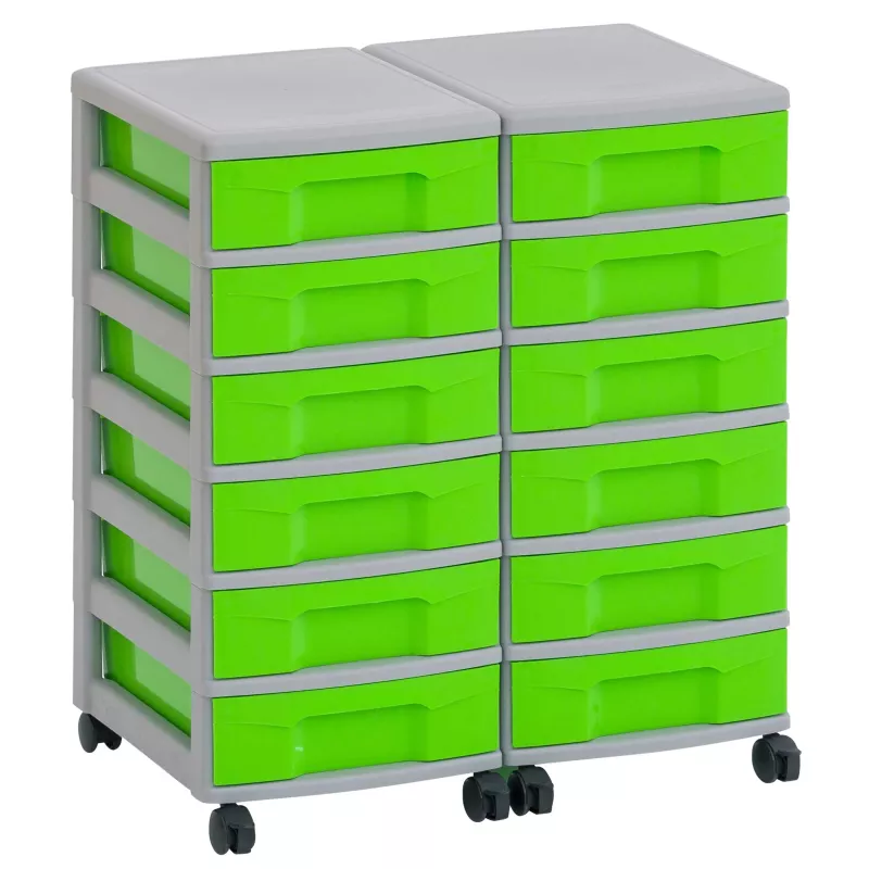 Aufbewahrung, Schubladenkasten, Rollkasten, Grün, Kofferrollen