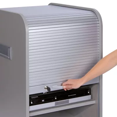 roll-top, Schließfach, Schrank, DVD-Player, Grau Metall