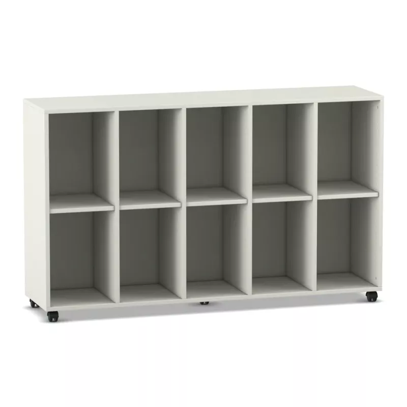 cubby shelf, storage cabinet, modular, white, wheeled