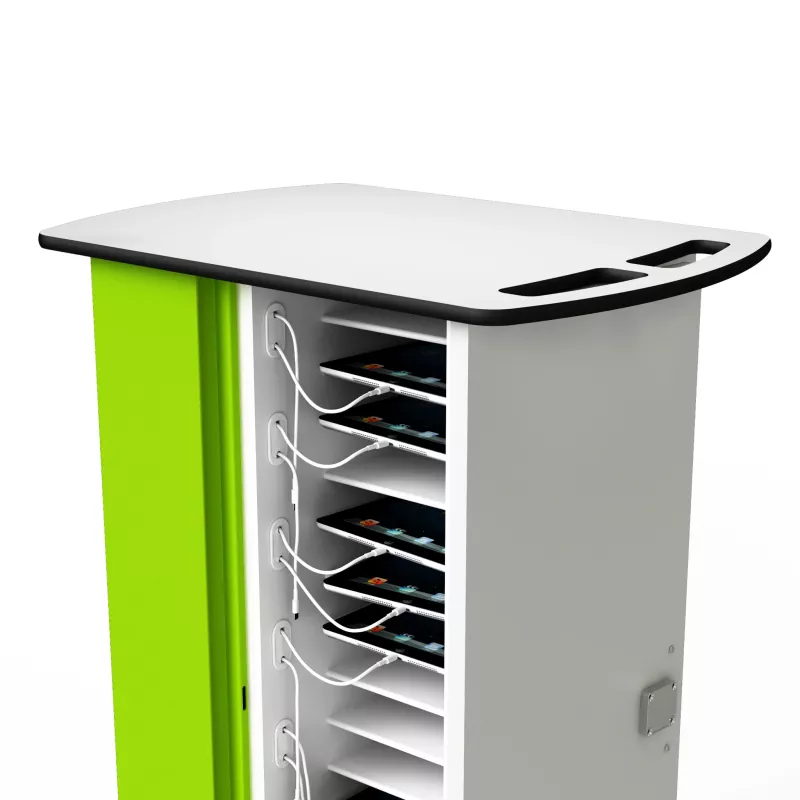 kiosk, Ladestation, Tablet-Ladeplatz, Schrank, Grünes Panel