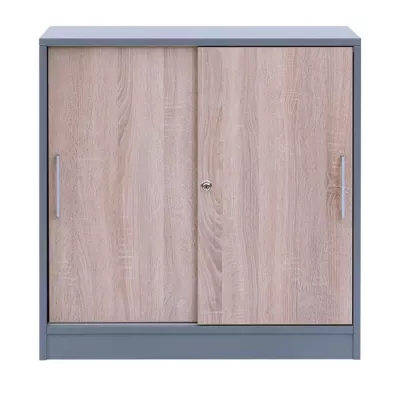 Schrank, Coupe-Schrank, Holzoptik, Drehtüren, Metallgriff