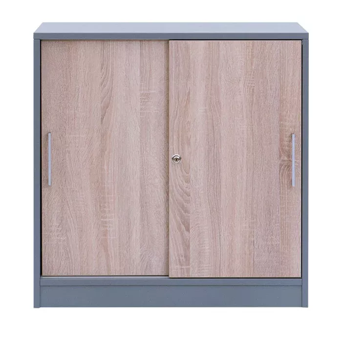 Schrank, Coupe-Schrank, Holzoptik, Drehtüren, Metallgriff