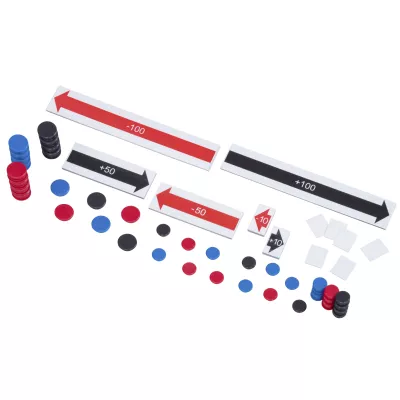 Brettspiel, Punktmarken, rote/blau/ schwarze Scheiben, Punktsymbole, Zielmarker