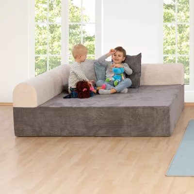 Sofa-Bett, Wohnzimmermöbel, Kinderzimmer, Sofa mit Armlehnen, grau