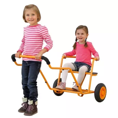 Kinderfahrzeug, Dreirad, Zugwagen, orange, Sitzbank