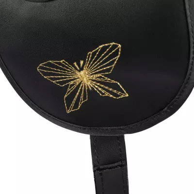 leder, schwarz, goldenes-stichmuster, stickerei, taschenverschluss