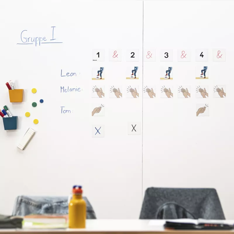 whiteboard, workflow, post-it, classroom, hand icons