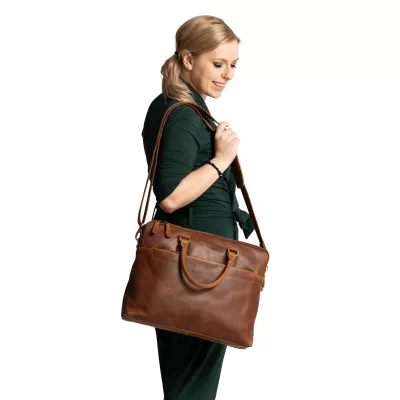 handtasche, laptoptasche, leder, braun, messenger