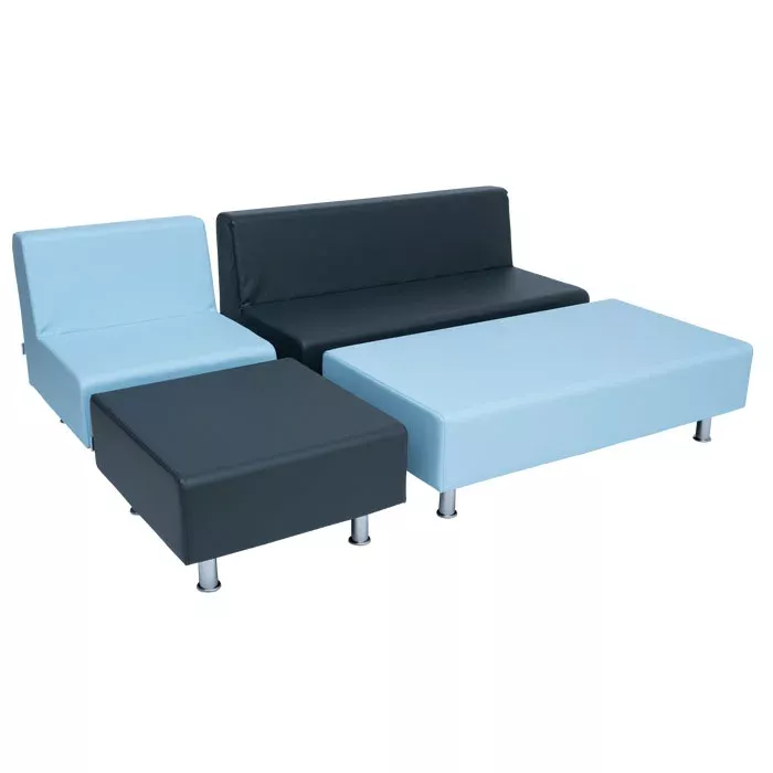 Sofa, Sofa-Set, Modular, Polyester, Blau